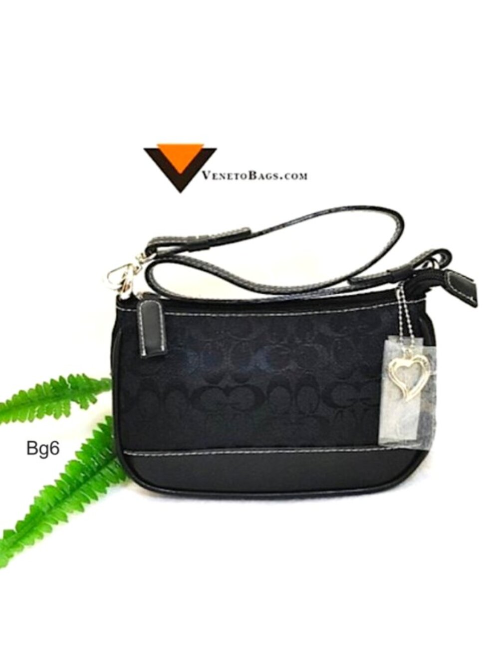 VENETO Mini Small Shoulder Bag Black Jacquard Canvas Tonal Print Lined NWT